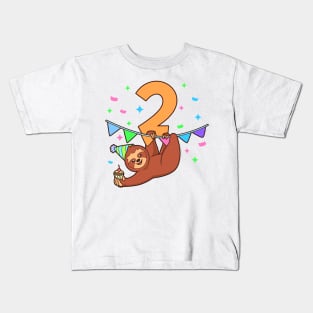 I am 2 with sloth - kids birthday 2 years old Kids T-Shirt